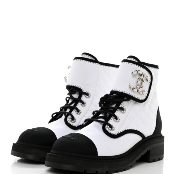 Chanel Chic Fabric Quilted Combat Boots - Picture 3 of 6